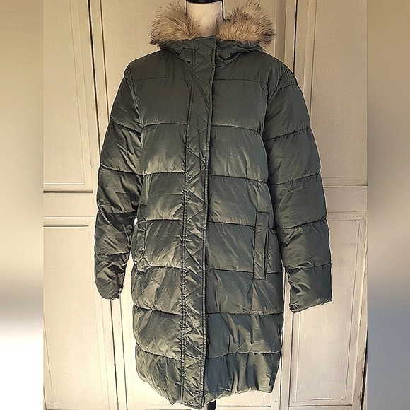 GAP Jackets & Blazers - Gap Long Midi Length Olive Green Puffer Jacket